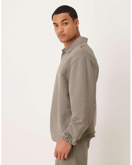 ASOS Brown Oversized Revere Pique Polo for men