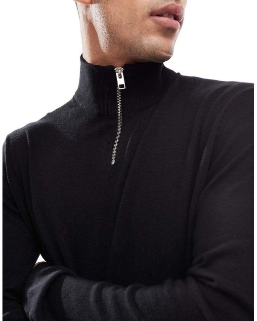 Jack & Jones Blue Knitted Half Zip for men
