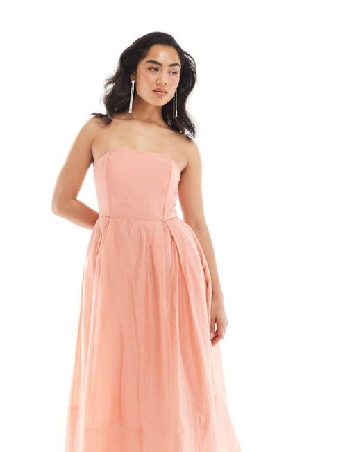 True Decadence Pink Strapless Midi Dress