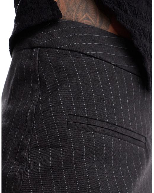 Mini-jupe portefeuille à rayures fines - anthracite Pimkie en coloris Black