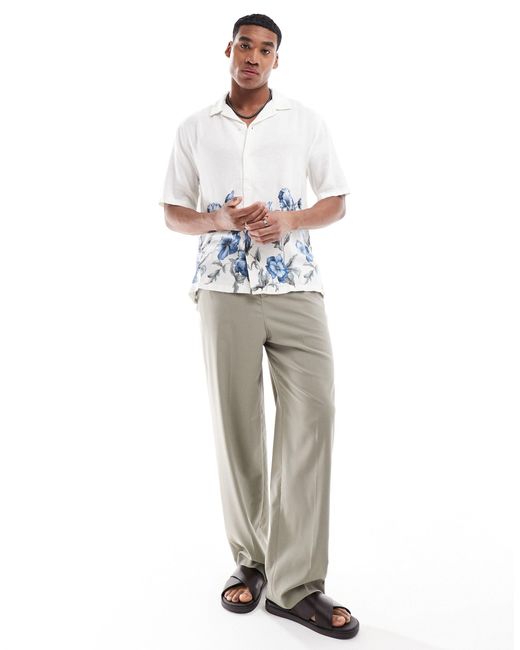 Abercrombie & Fitch – kurzärmliges leinenmix-hemd in White für Herren