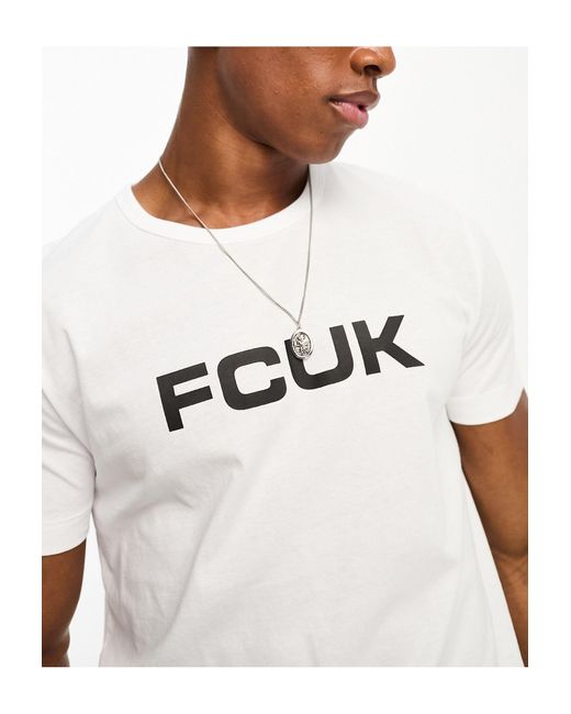 Fcuk - t-shirt à logo imprimé French Connection pour homme en coloris White