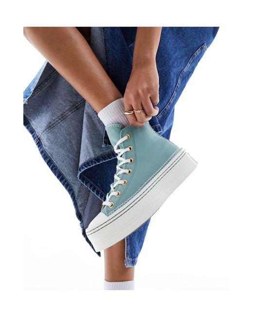 Converse Blue Chuck Taylor All Star Modern Lift Sneakers With Crafted Stitching