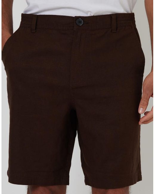 Threadbare Black Linen Blend Chino Shorts for men