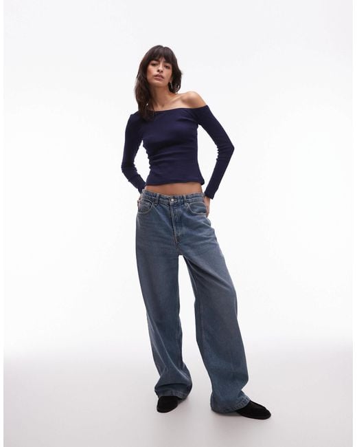 ASOS Blue Sheer Asymmetric Second Skin Top