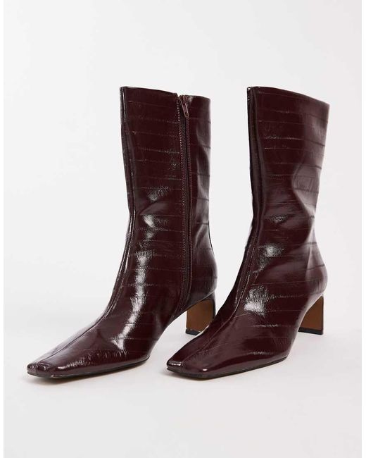 ASOS Red Eliza Set Back Heel Ankle Boots