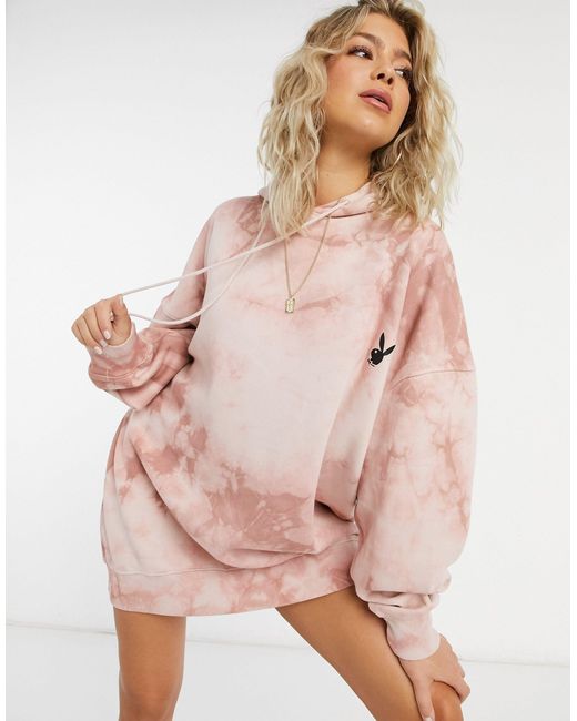 Missguided Playboy Oversized Hoodie Dress in Pink Lyst Canada
