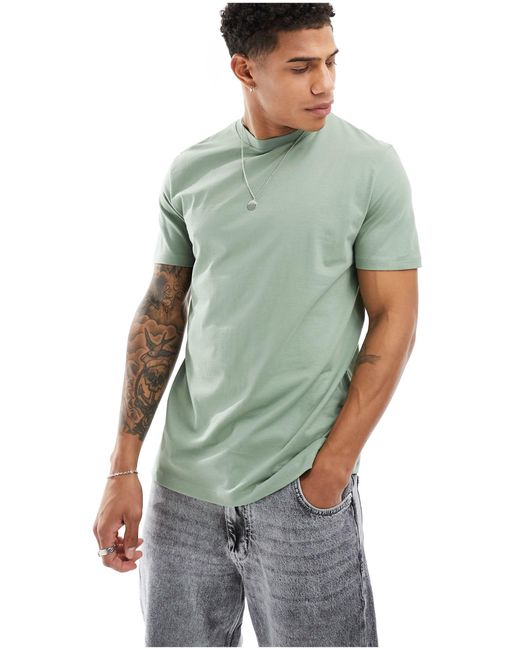 ASOS – salbeies t-shirt mit rundhalsausschnitt in Green für Herren