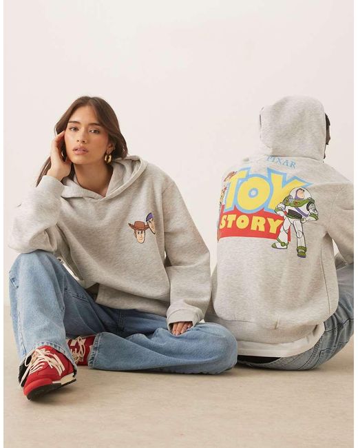 ASOS Gray Disney Pixar Relaxed Hoodie With Toy Story Print