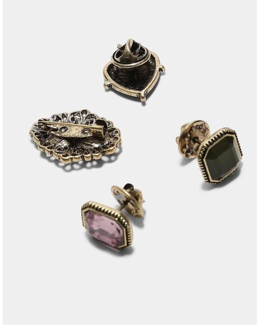 Stradivarius White Set Of 8 Jewel Brooches