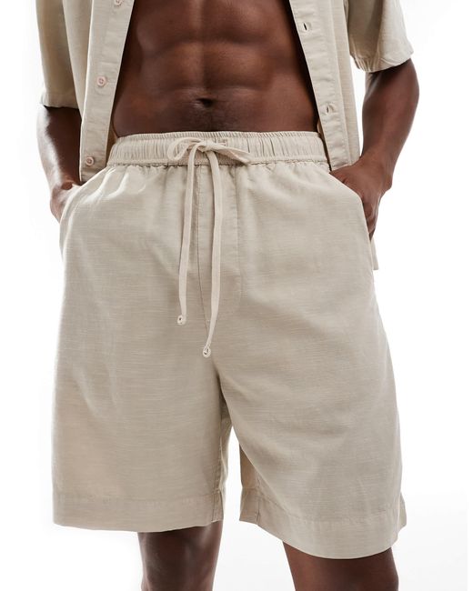 Bershka Natural Linen Look Short for men