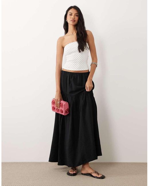 Gina Tricot White Dropped Waist Maxi Skirt