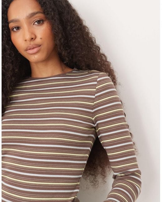 ASOS Blue Long Sleeve Ribbed T-Shirt