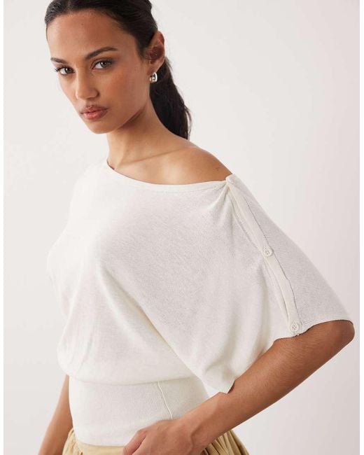 ASOS Natural Knitted Multiway Button Jumper
