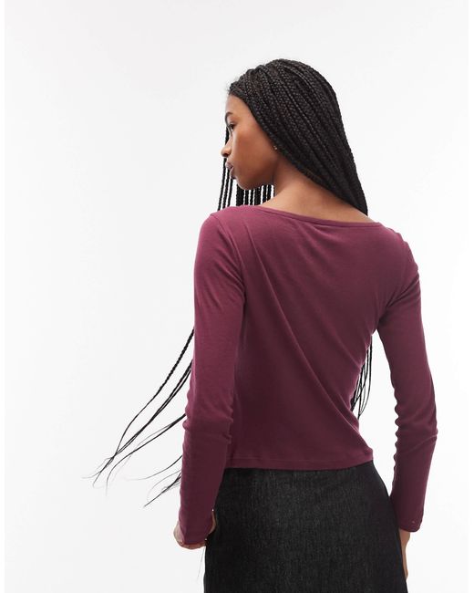 ASOS Red Button Through Long Sleeve Second Skin