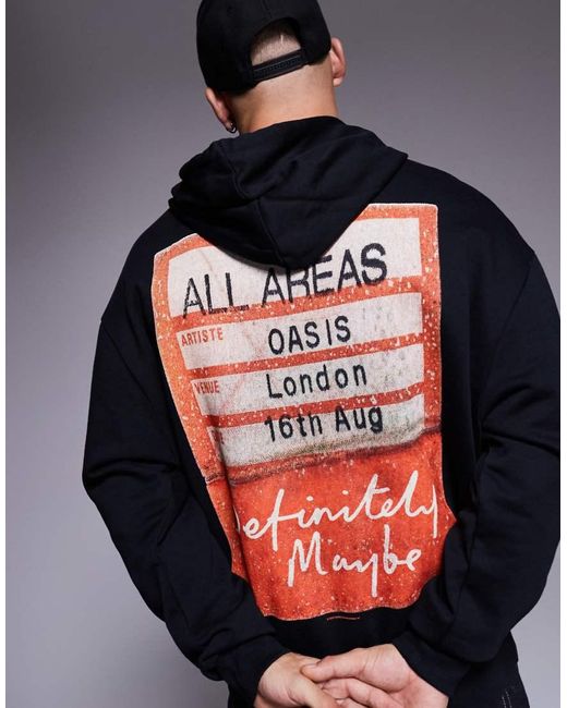 Sudadera Negra Extragrande Con Capucha Y Estampado Con Licencia De Oasis De ASOS de color Blue