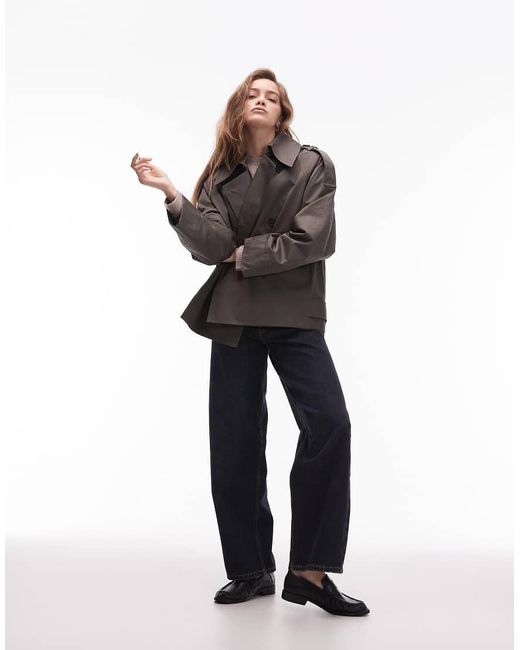 & Other Stories Brown Bold Shoulder Short Trench Jacket