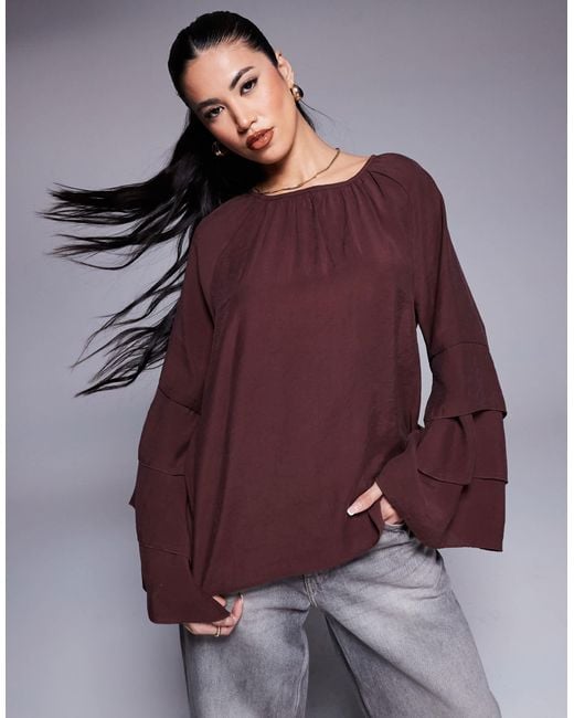 ASOS Purple Top With Flare Sleeve