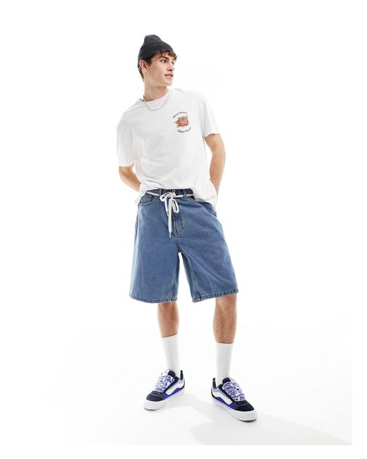 Vans Blue Check-5 baggy Denim Shorts for men