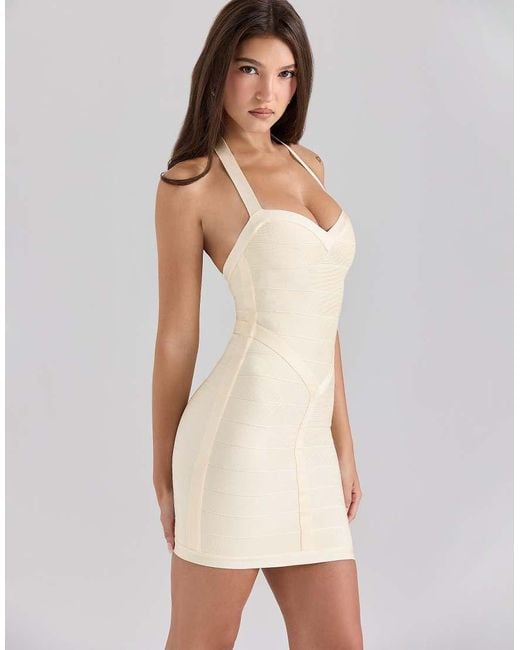 House Of Cb The Supermodel Mini Bandage Dress in Natural | Lyst UK