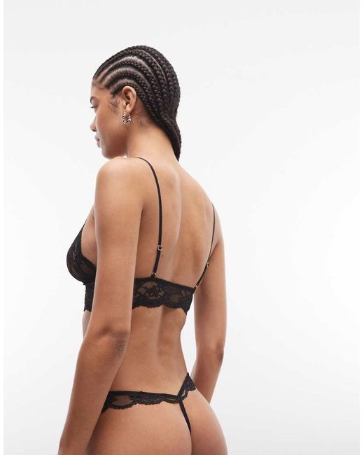 ASOS Brown Lola Lace Tanga Thong With Lace Side