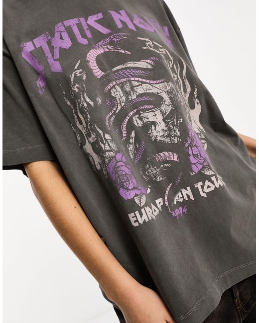 T-shirt coupe boyfriend à imprimé rock - délavé/violet ASOS en coloris Black