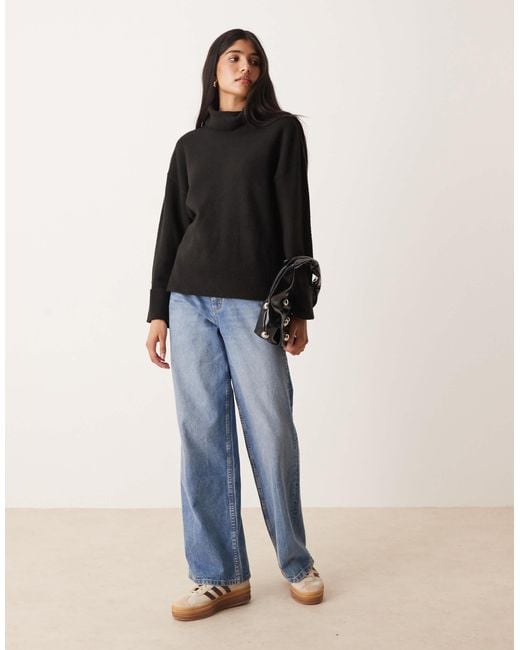 Vila Black Roll Neck Knitted Jumper With Cuff Detail