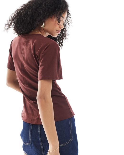 ONLY Red Ruched Detail Top