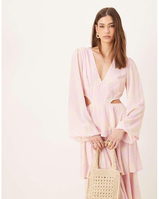 Pretty Lavish Pink Cut-out Ruffle Maxi Dress