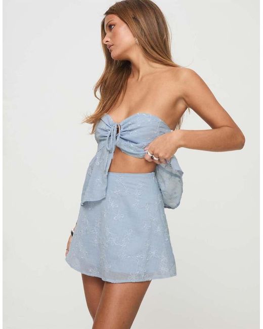 Princess Polly Blue All My Friends Embroidered Flower Detailing Mini Skirt