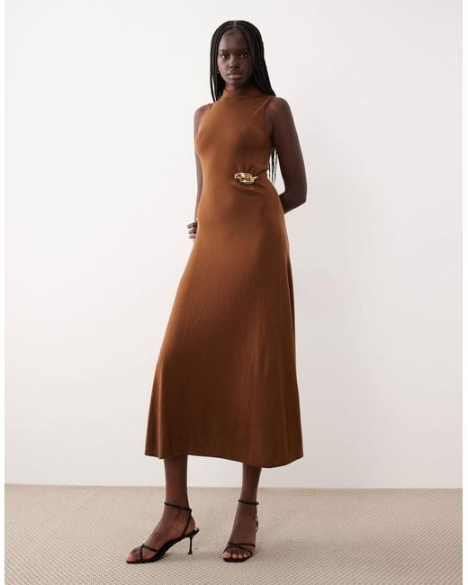 sleeveless brown maxi dress Marnie Modal Sleeveless Maxi Dress / Chocolate | MESHKI main image 1