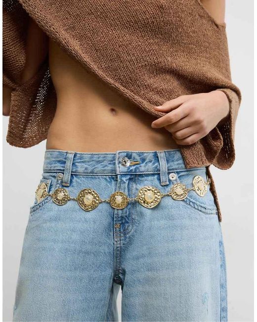 Stradivarius Blue Bicolour Metal Belt