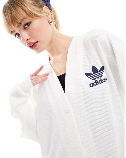 Adidas Originals White Oversized Cardigan
