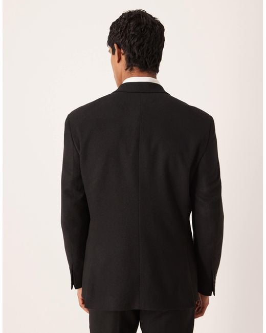 ASOS Black Regular Double Breasted Suit Jacket With Wool for men