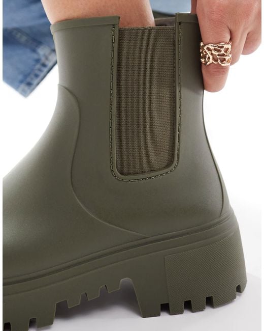 London Rebel Green Phoebe Chunky Chelsea Boots