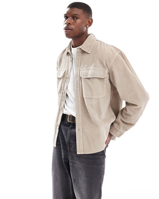 Pull&Bear – cordhemd in White für Herren