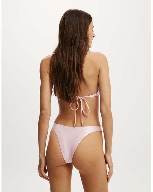 Cotton On Natural Dip Front High Side Brazilian Bikini Bottom
