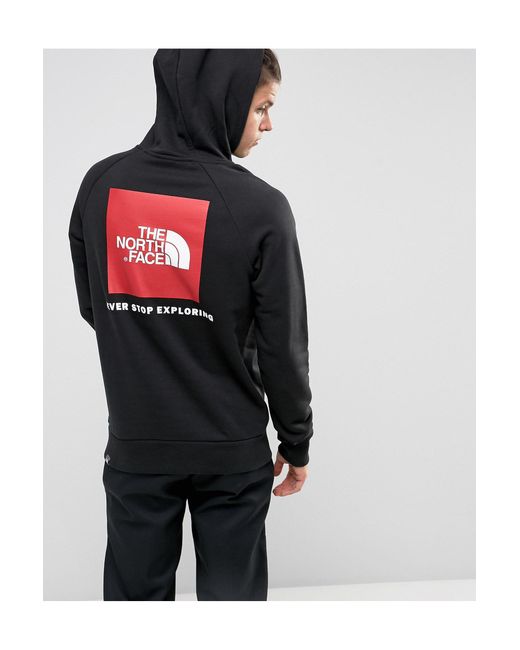 The North Face Raglan Hoodie Back Red Box Logo In Black for Men | Lyst