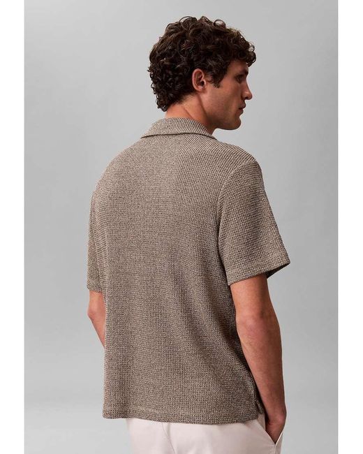 Calvin Klein Gray Textured Knit Short Sleeve Shirt for men