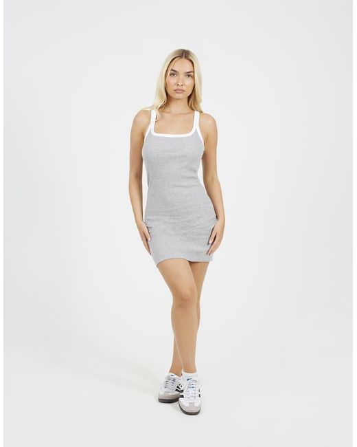 Brave Soul Gray Cotton Jersey Contrast Piping Bodycon Mini Dress