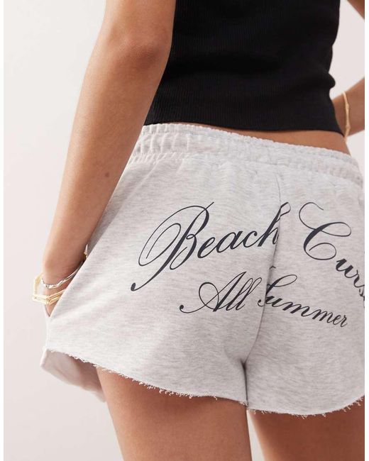 Collusion White Micro jogger Short With Beach Graphic