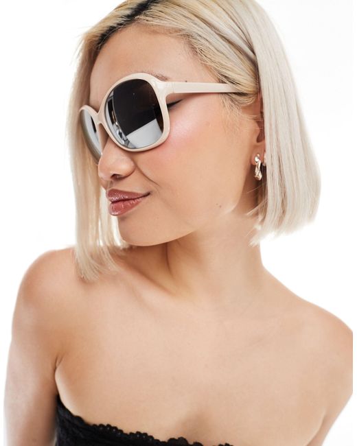 Monki Gray – runde oversize-sonnenbrille