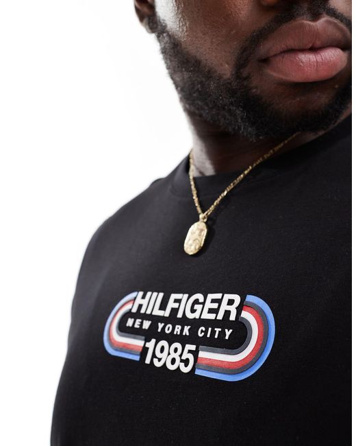 T-shirt ras Tommy Hilfiger pour homme en coloris Black