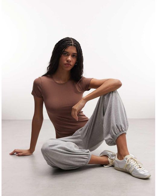 Monki Brown Open Back Cut-out Top