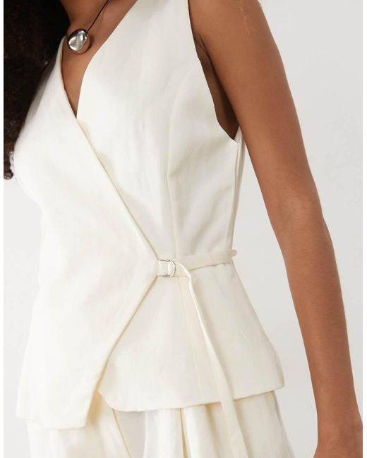 Mango White Tailored Tie Waist Jumpsuit