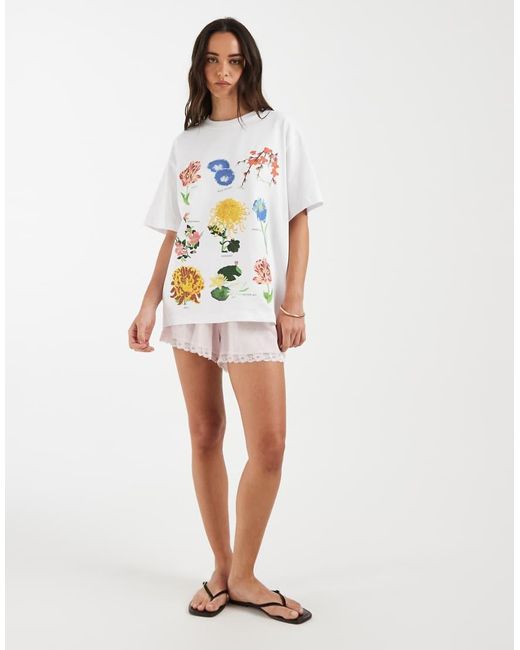 ASOS Gray Oversized T-shirt With Vintage Flower Illustration Graphic
