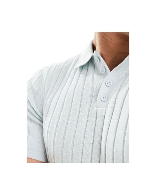 ASOS White Muscle Fit Lightweight Knitted Rib Polo for men