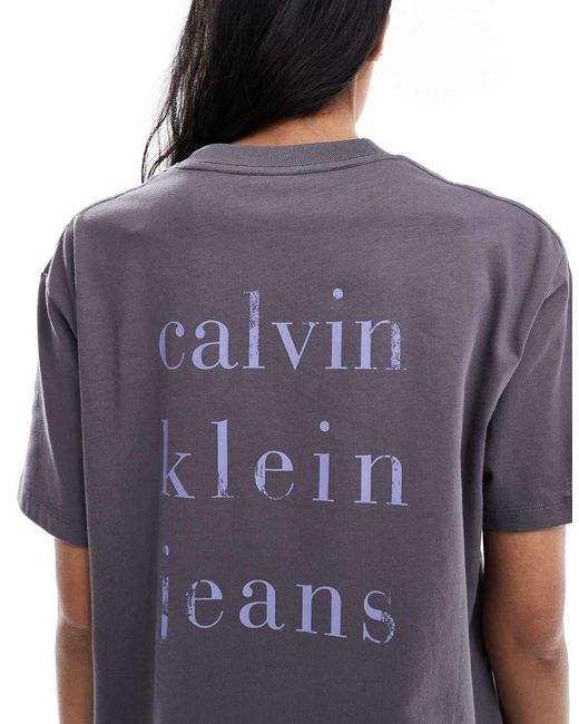 Calvin Klein Purple Stack Logo Back Print T-shirt