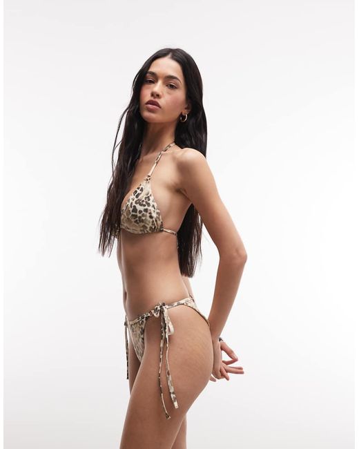 Collusion Natural Animal Print Triangle Bikini Top