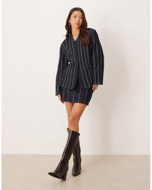 ASOS Blue Denim Navy Pinstripe Mini Skirt Co-ord